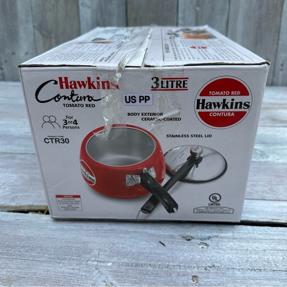 Hawkins Contura Ceramic Coated Pressure Cooker 3 Litres Tomato Red New Unused - Picture 3 of 6